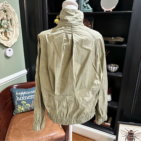 Free People Womens Parachute Jacket Military Green Slouchy Splatter Size Small - Picture 10 of 13